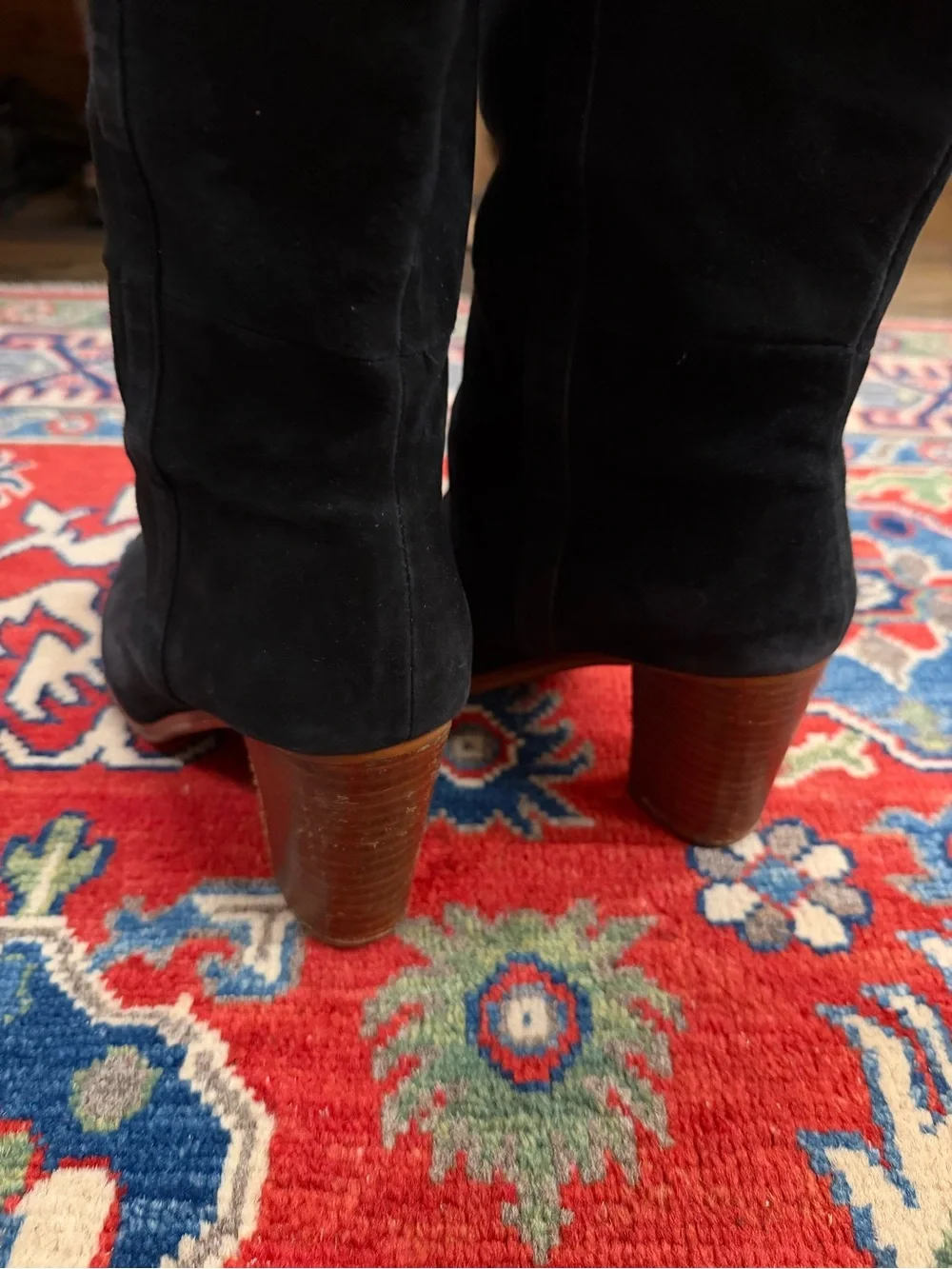 Women's Splendid Black Suede Knee-High Block Heel Boots
